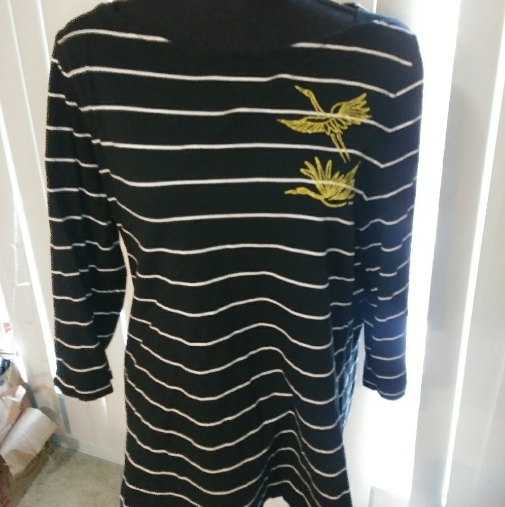 Boatneck Striped Shirt with Gold Detailing XXL